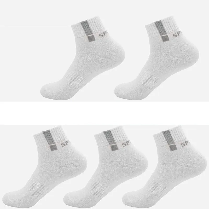 5 Pairs Casual Cotton Business Durable Stitching Solid Socks for Men