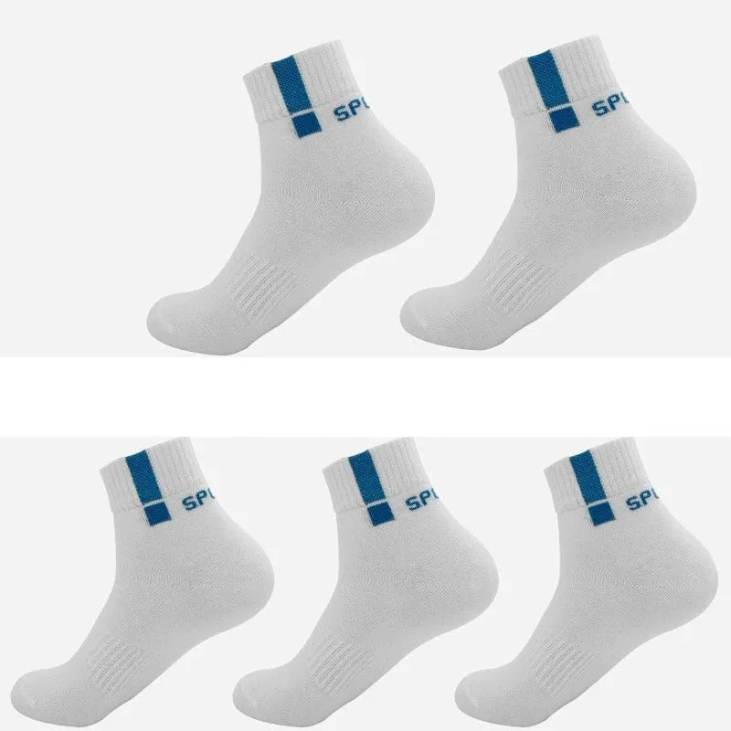 5 Pairs Casual Cotton Business Durable Stitching Solid Socks for Men