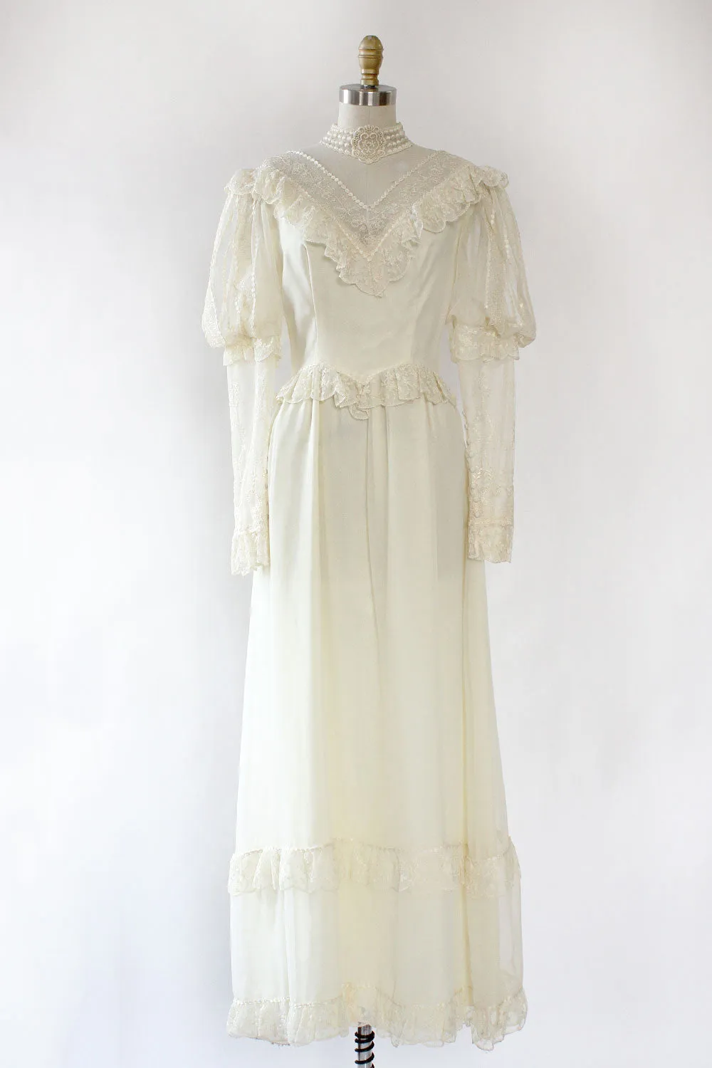 70s Winter Wedding Dress S