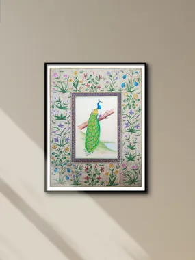 A Grand Peacock in Miniature Art by Mohan Prajapati