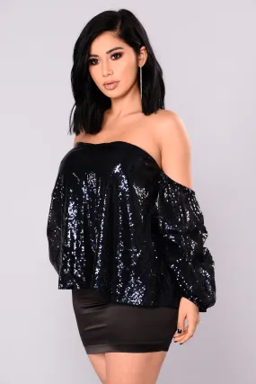 A Haute Mess Sequin Top - Midnight