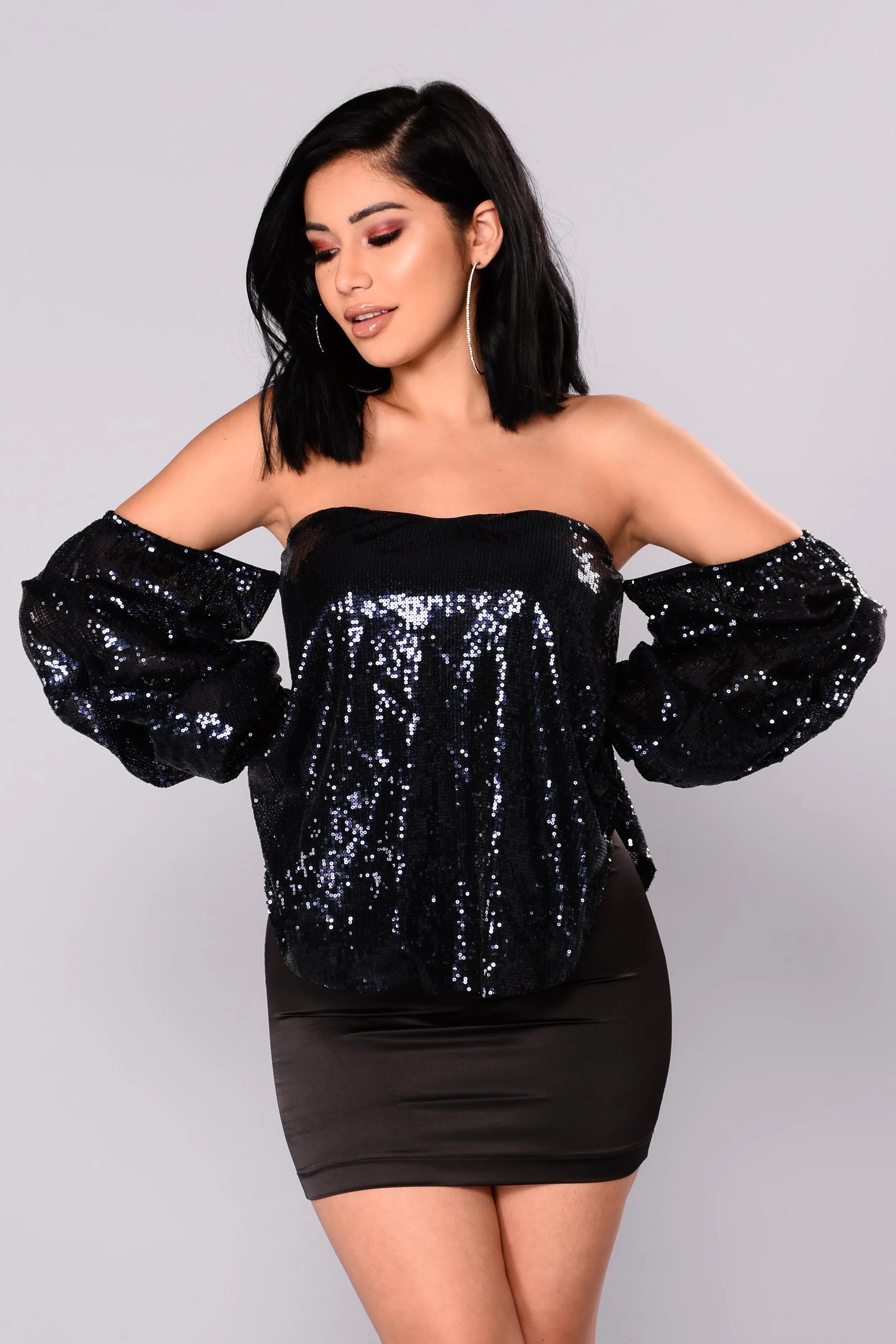 A Haute Mess Sequin Top - Midnight