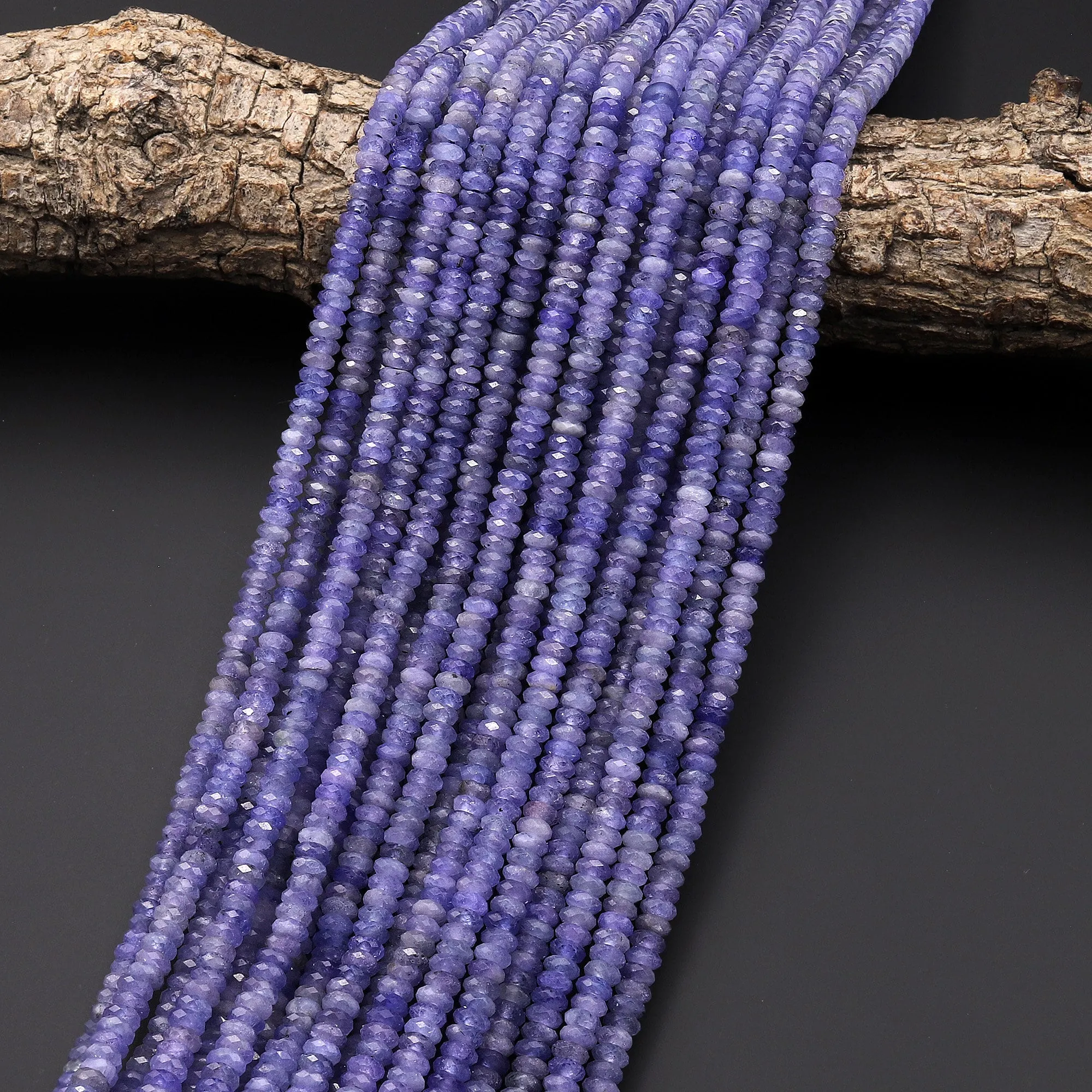 AA Faceted Natural Tanzanite Rondelle Beads 5mm Micro Diamond Cut Real Genuine Gemstone 15.5" Strand