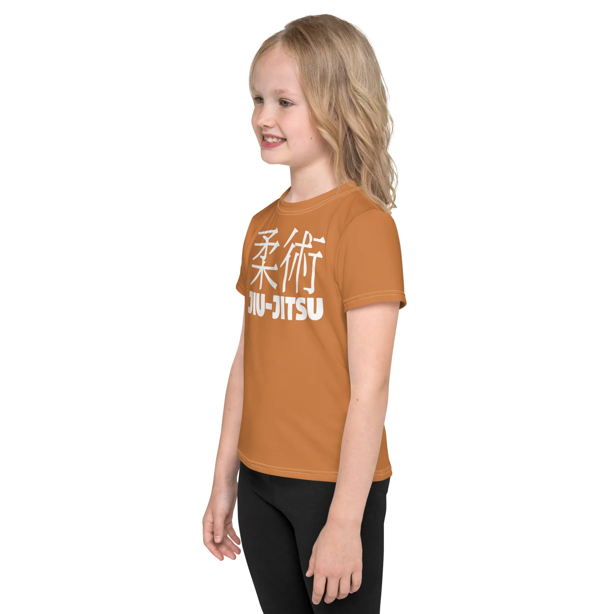 Active Lifestyle Wear: Girl's Short Sleeve Classic Jiu-Jitsu Rash Guard - Raw Sienna