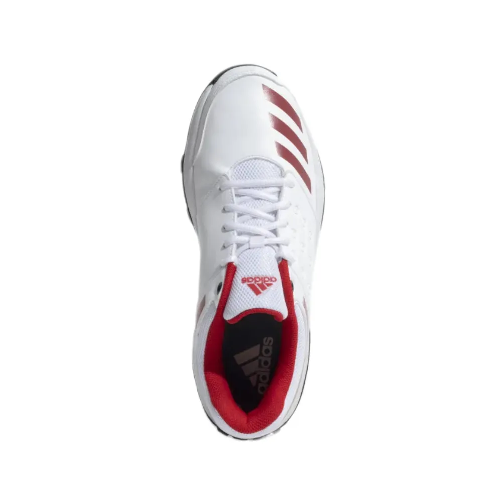 Adidas Men's Crinu 23 Cricket Shoe (Cloud White/Better Scarlet)