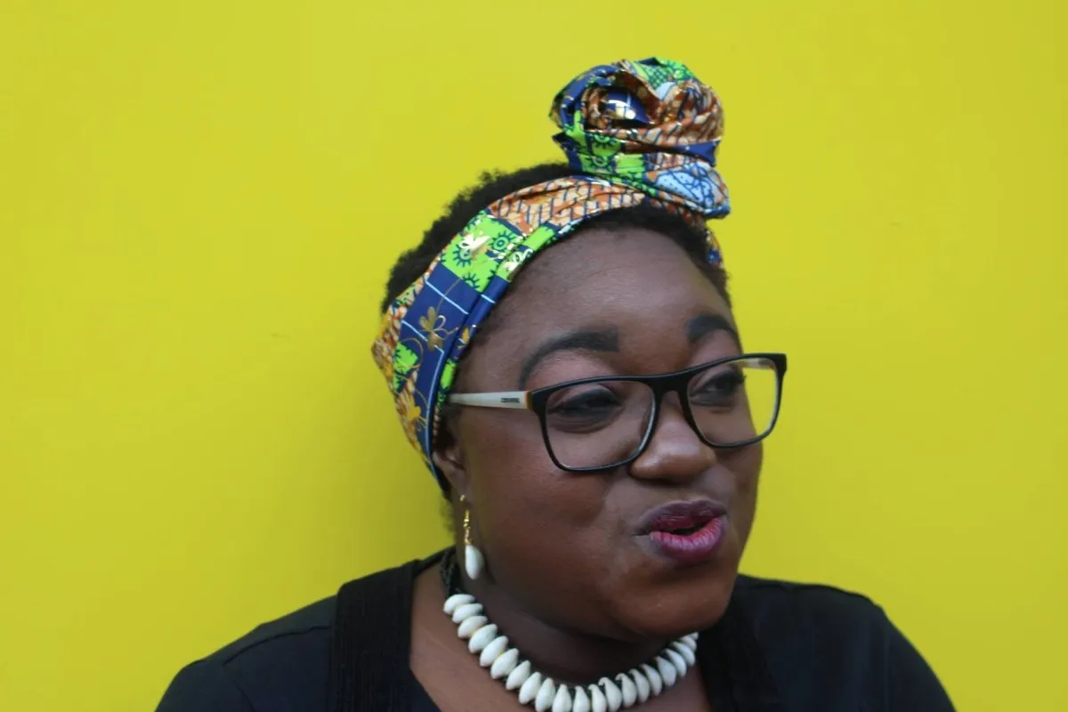 African Head Wrap in Gold Ankara