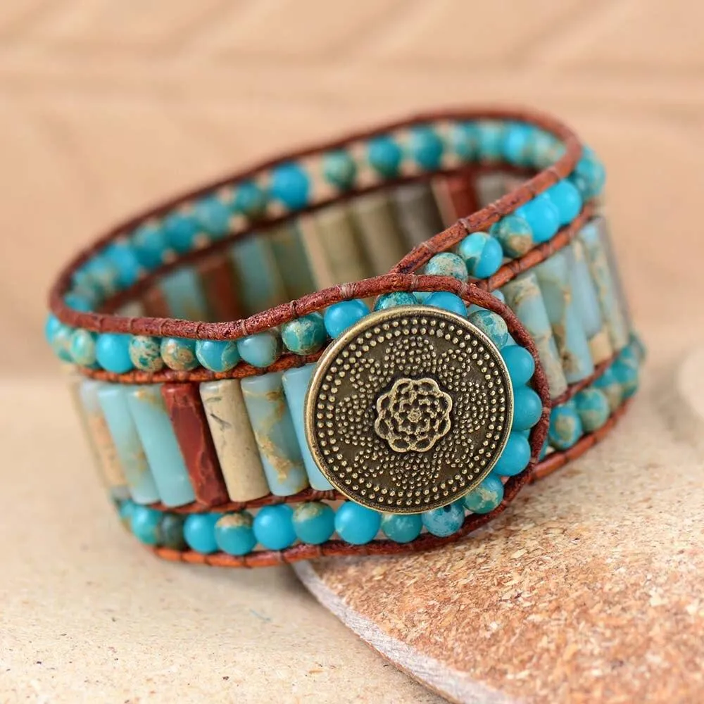 Agate & Sky Blue Jasper Cuff Bracelet