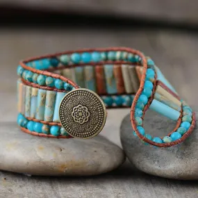 Agate & Sky Blue Jasper Cuff Bracelet