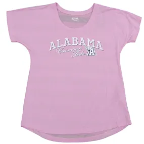 Alabama Crimson Tide Gear for Sports Women Pink Sheer Striped Back T-Shirt (M)