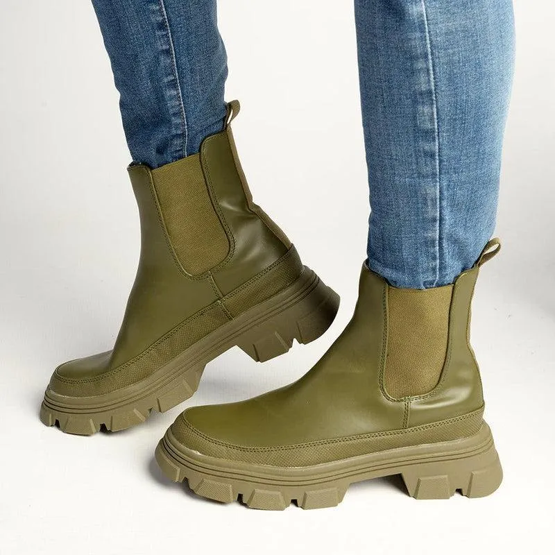 Alessio Rochel Chunky Fashion Boot - Olive