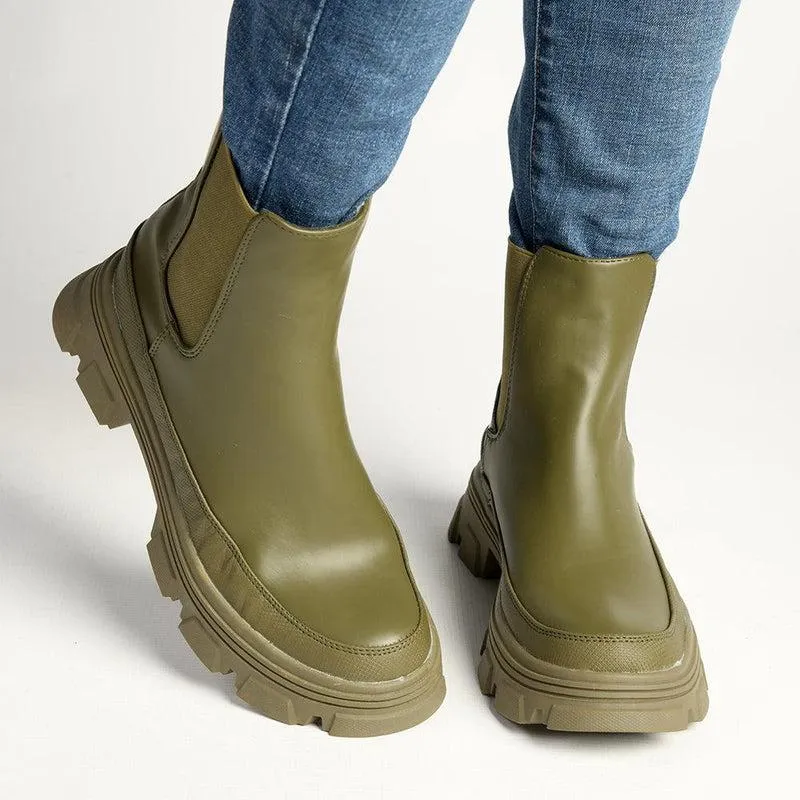 Alessio Rochel Chunky Fashion Boot - Olive