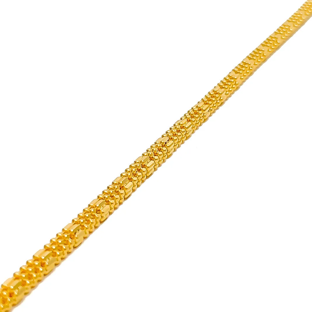 Alternating 22k Gold Square Chain Bracelet