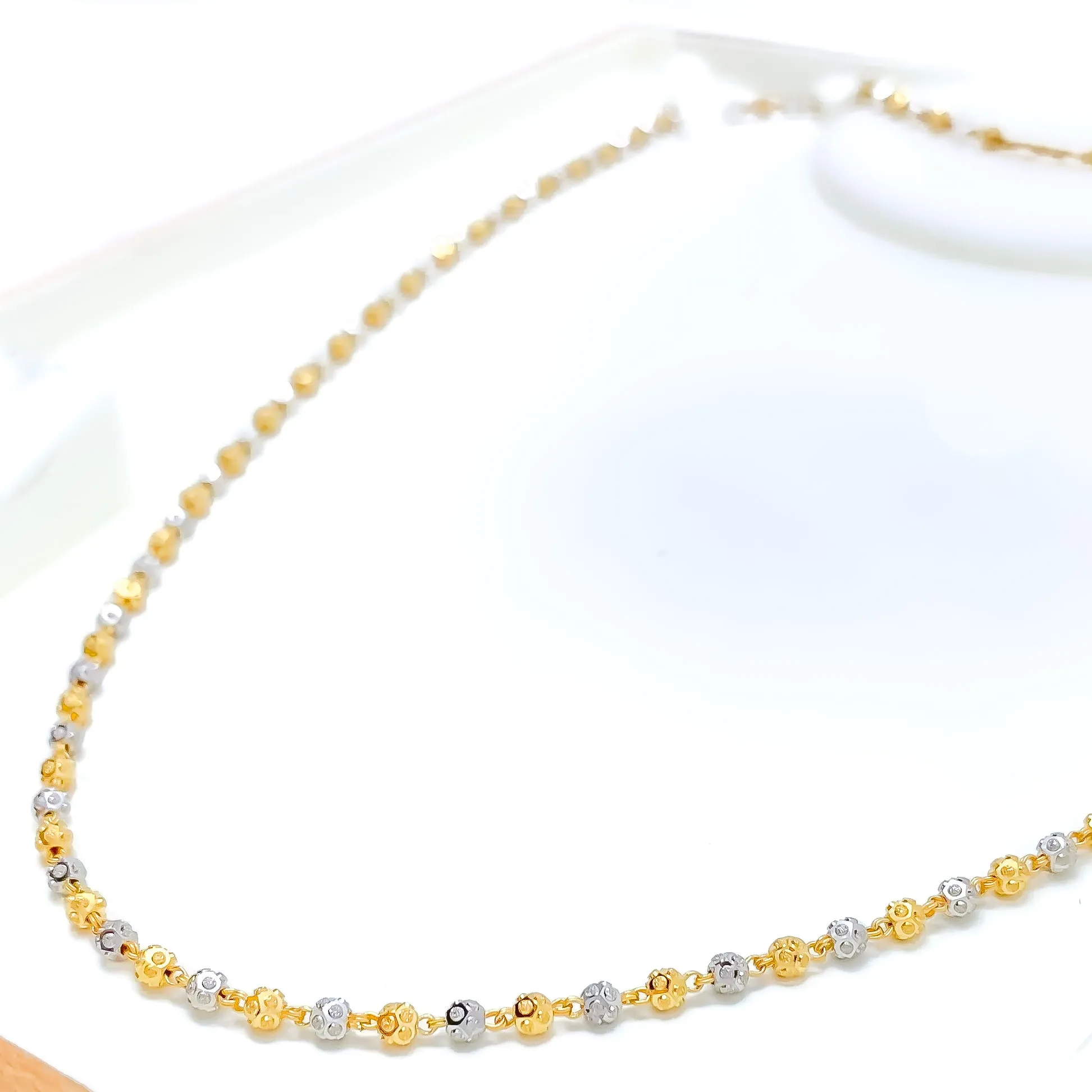 Alternating Two-Tone 22K Gold Orb Chain - 26"