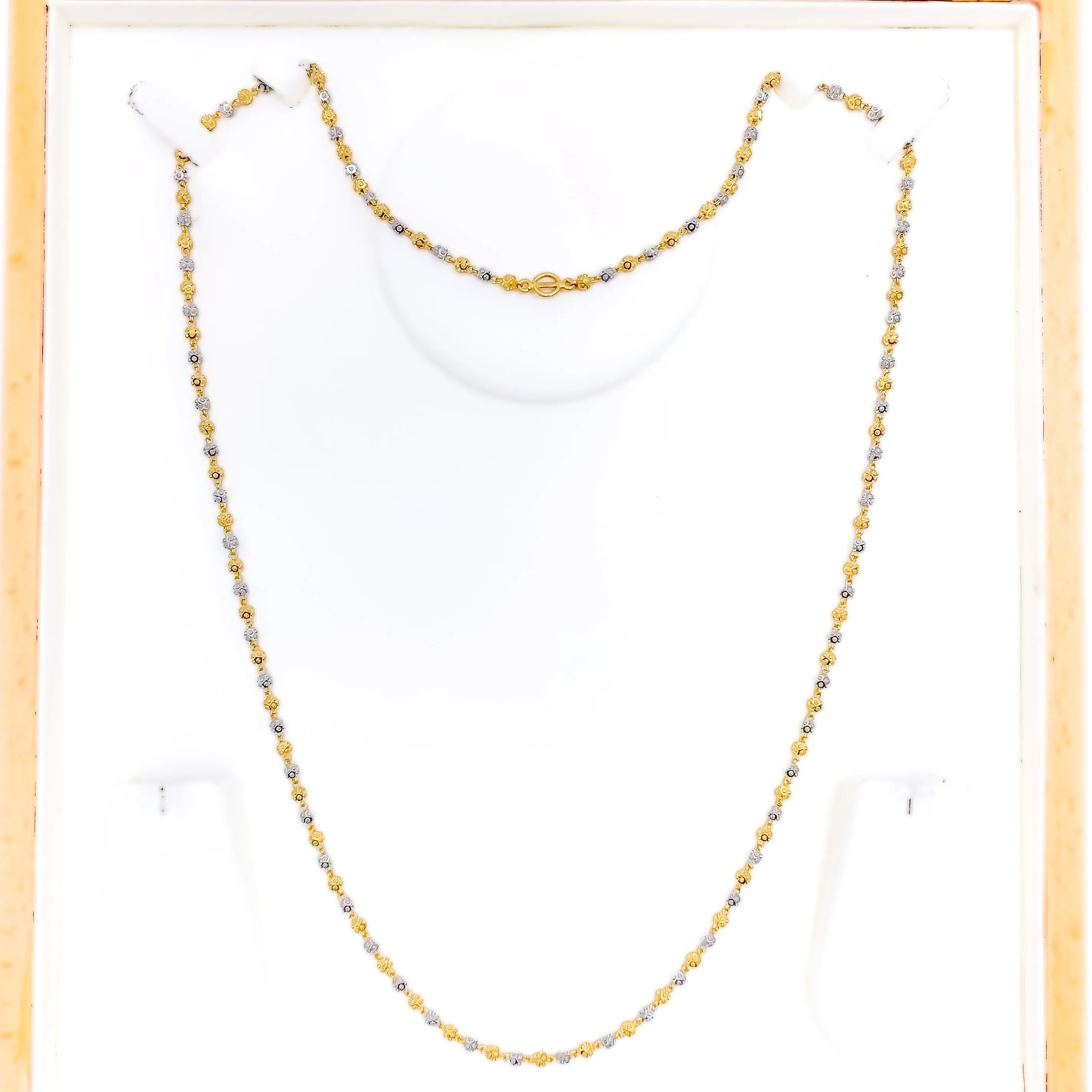 Alternating Two-Tone 22K Gold Orb Chain - 26"