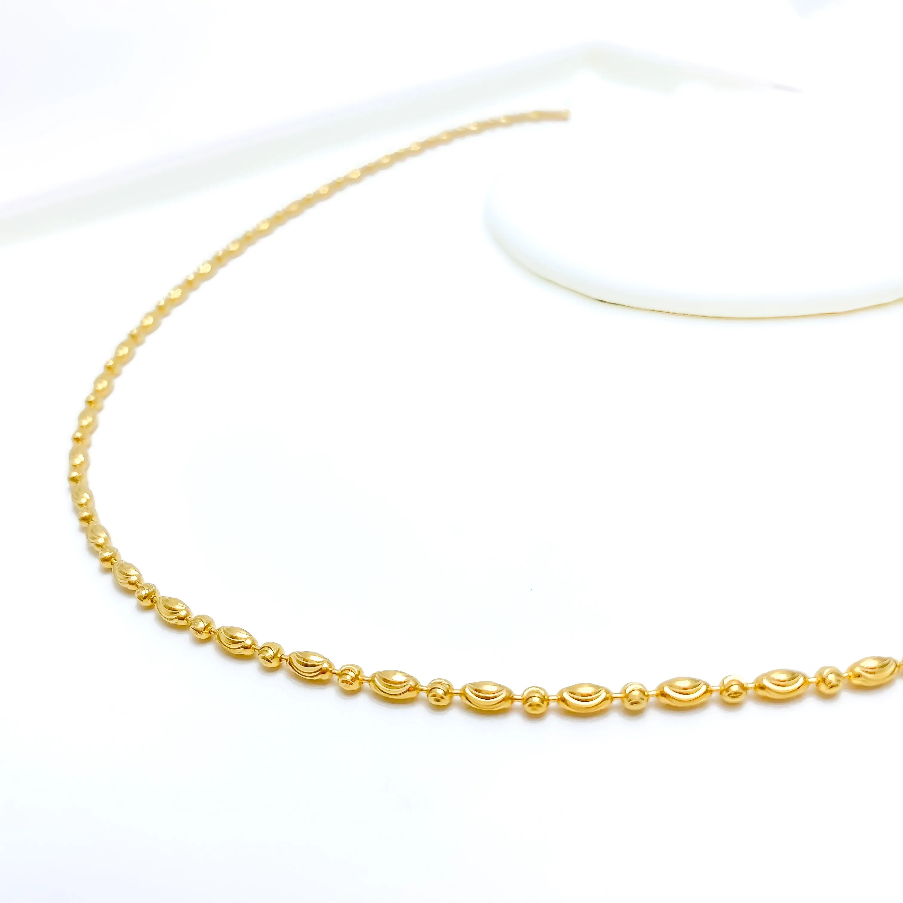 Alternating Wavy 22k Gold Chain - 16"