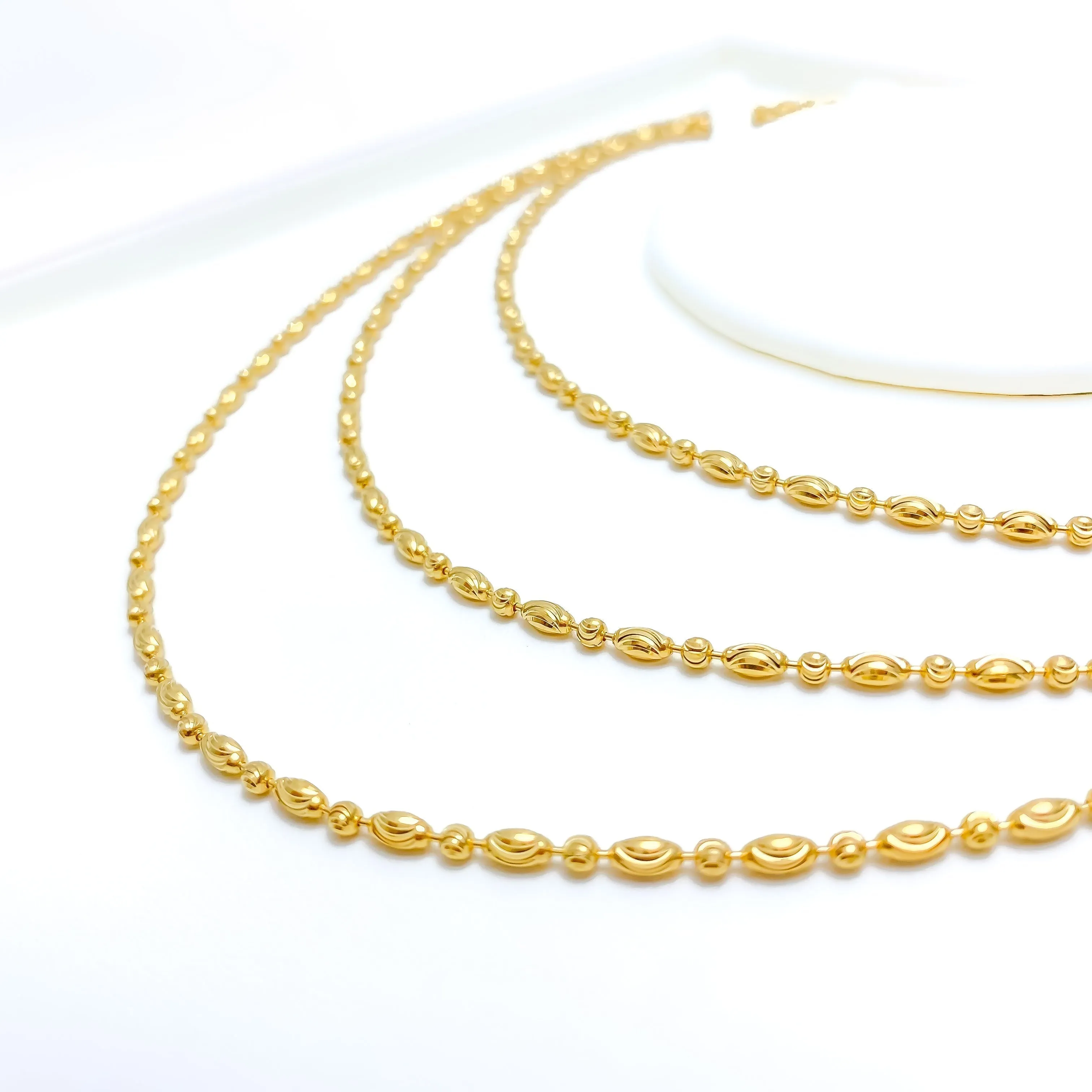 Alternating Wavy 22k Gold Chain - 18"