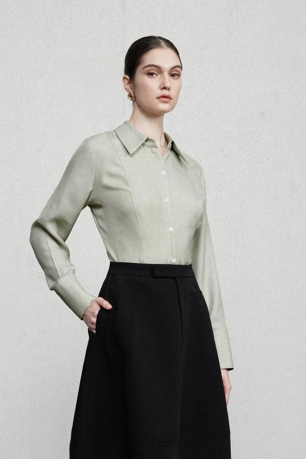 Angelica Fit and Flare Folded Collar Modal Shirt