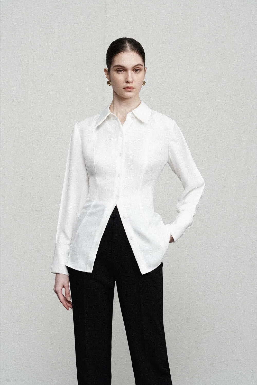 Angelica Fit and Flare Folded Collar Modal Shirt