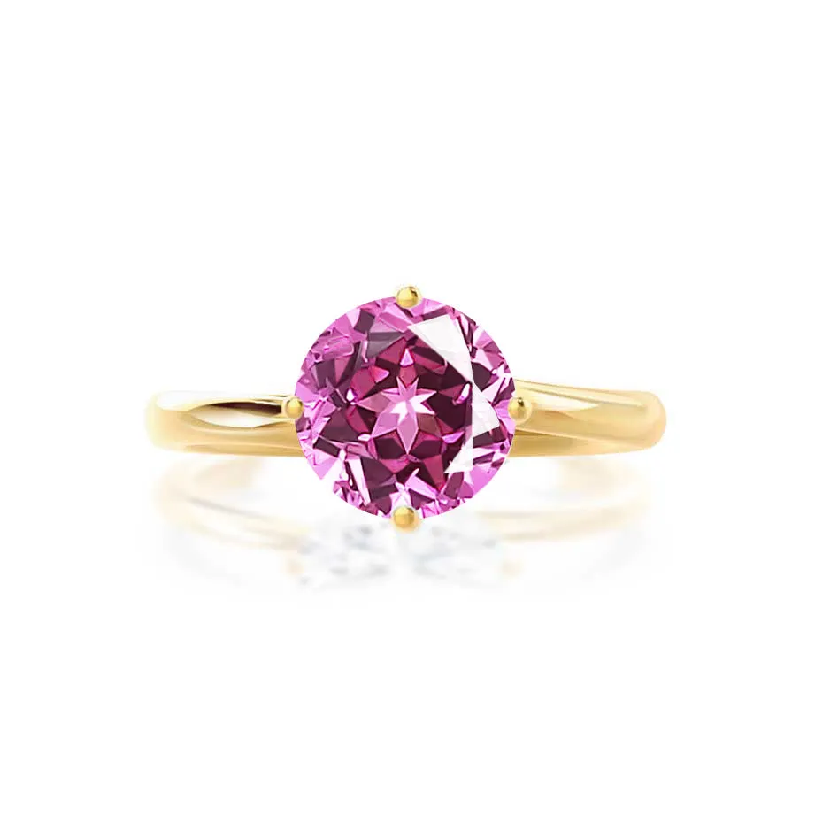 ANNORA - Chatham® Pink Sapphire 18k Yellow Gold Twist Solitaire Ring