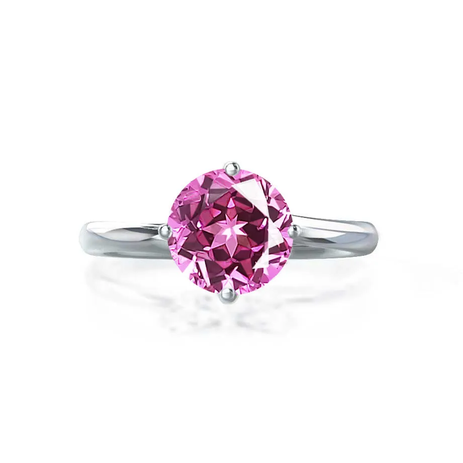 ANNORA - Chatham® Pink Sapphire Platinum 950 Twist Solitaire Ring