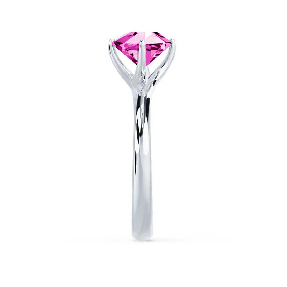 ANNORA - Chatham® Pink Sapphire Platinum 950 Twist Solitaire Ring