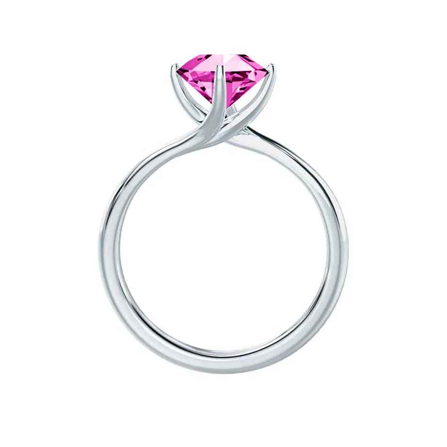 ANNORA - Chatham® Pink Sapphire Platinum 950 Twist Solitaire Ring