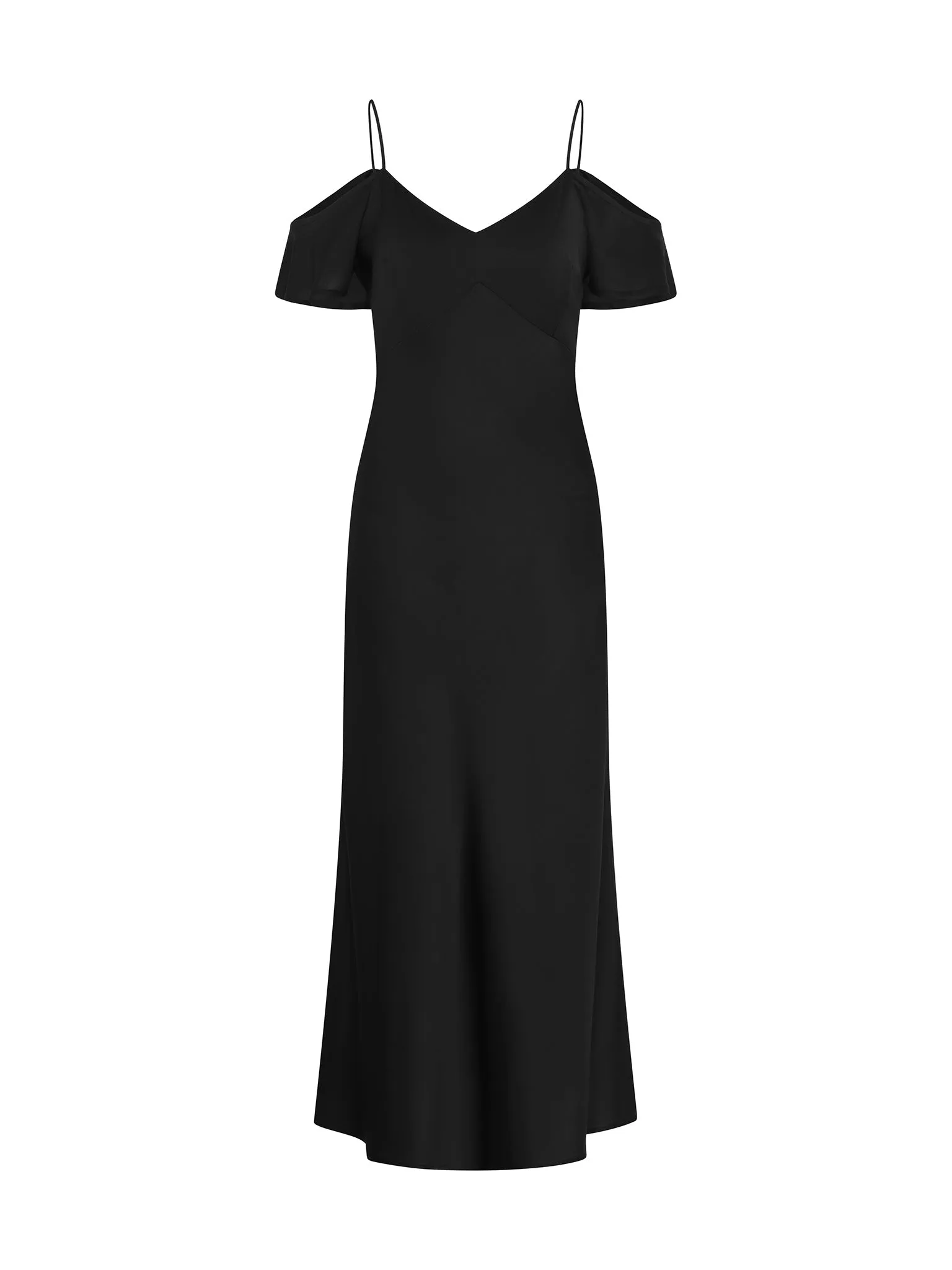 Anthia Drop Shoulder Midi Dress in Black