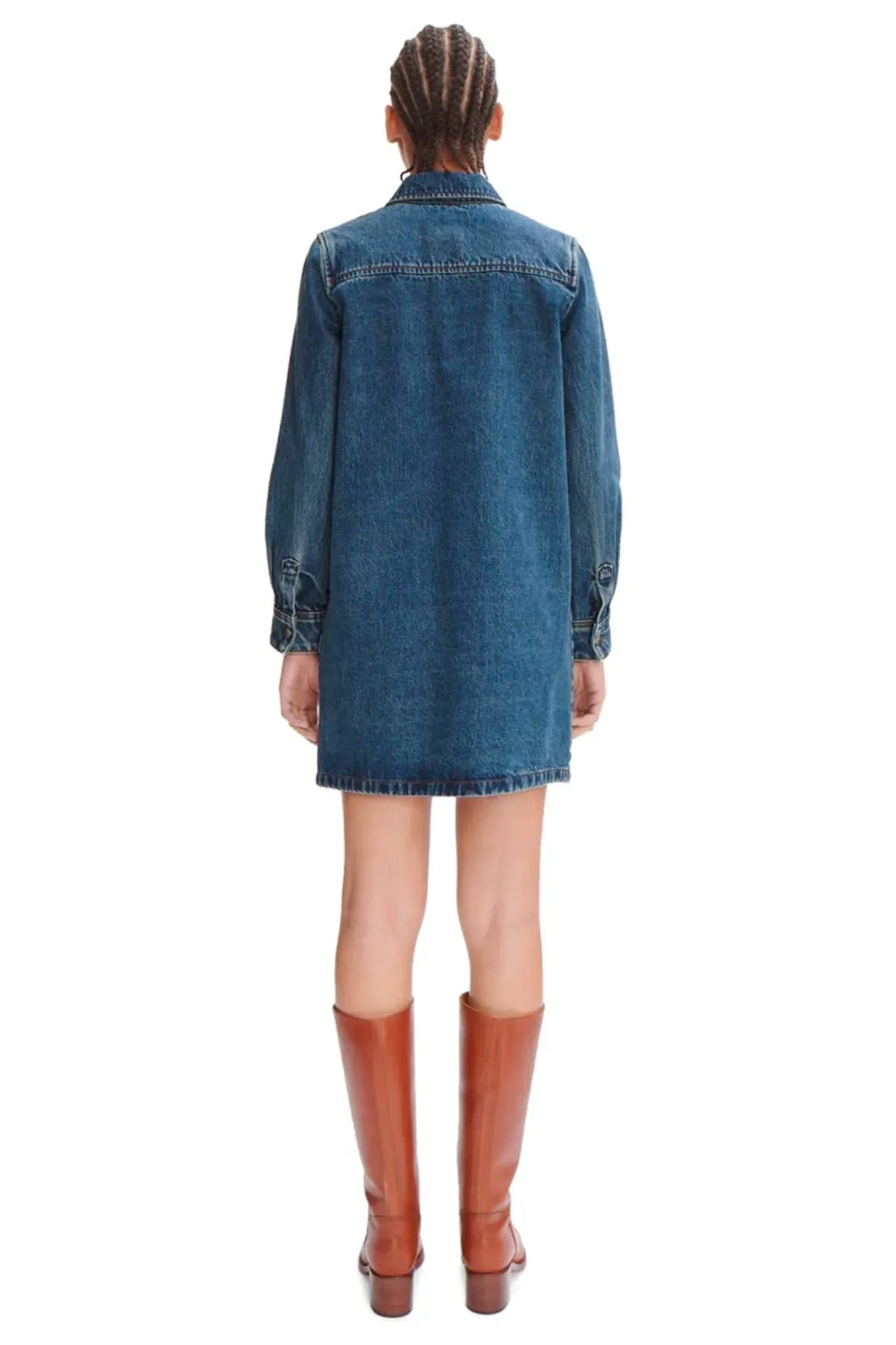 A.P.C.  Mia Longsleeve Denim Dress - Light Blue