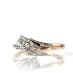 Art Deco 9ct Gold Platinum Diamond Ring