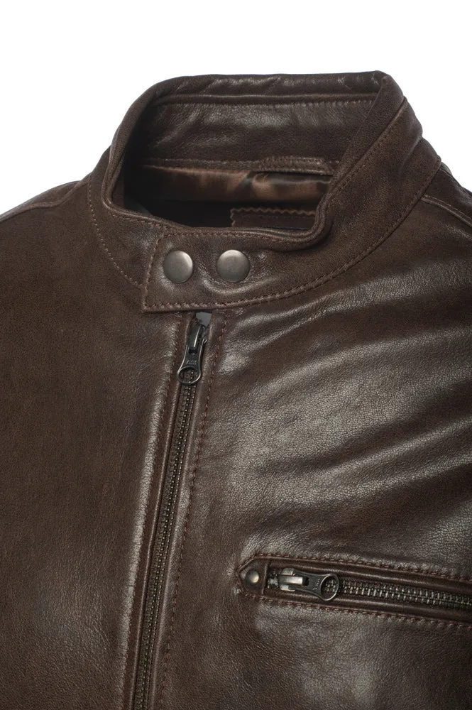 Arthur vintage brown café racer leather jacket