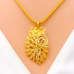 Attractive Flower Bouquet 22K Gold Pendant Set