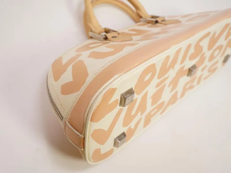 Authentic Pre-owned Louis Vuitton Graffiti Beige & White Alma Horizontal Hand Tote Bag M92176 230313