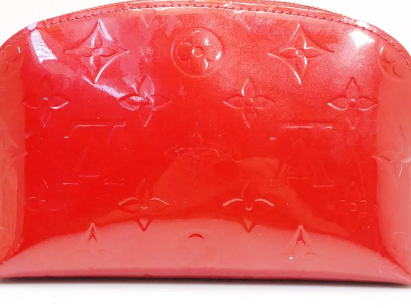 Authentic Pre-owned Louis Vuitton Vernis Pomme D'amour Red Pochette Cosmetic Pouch Bag M91496 200104