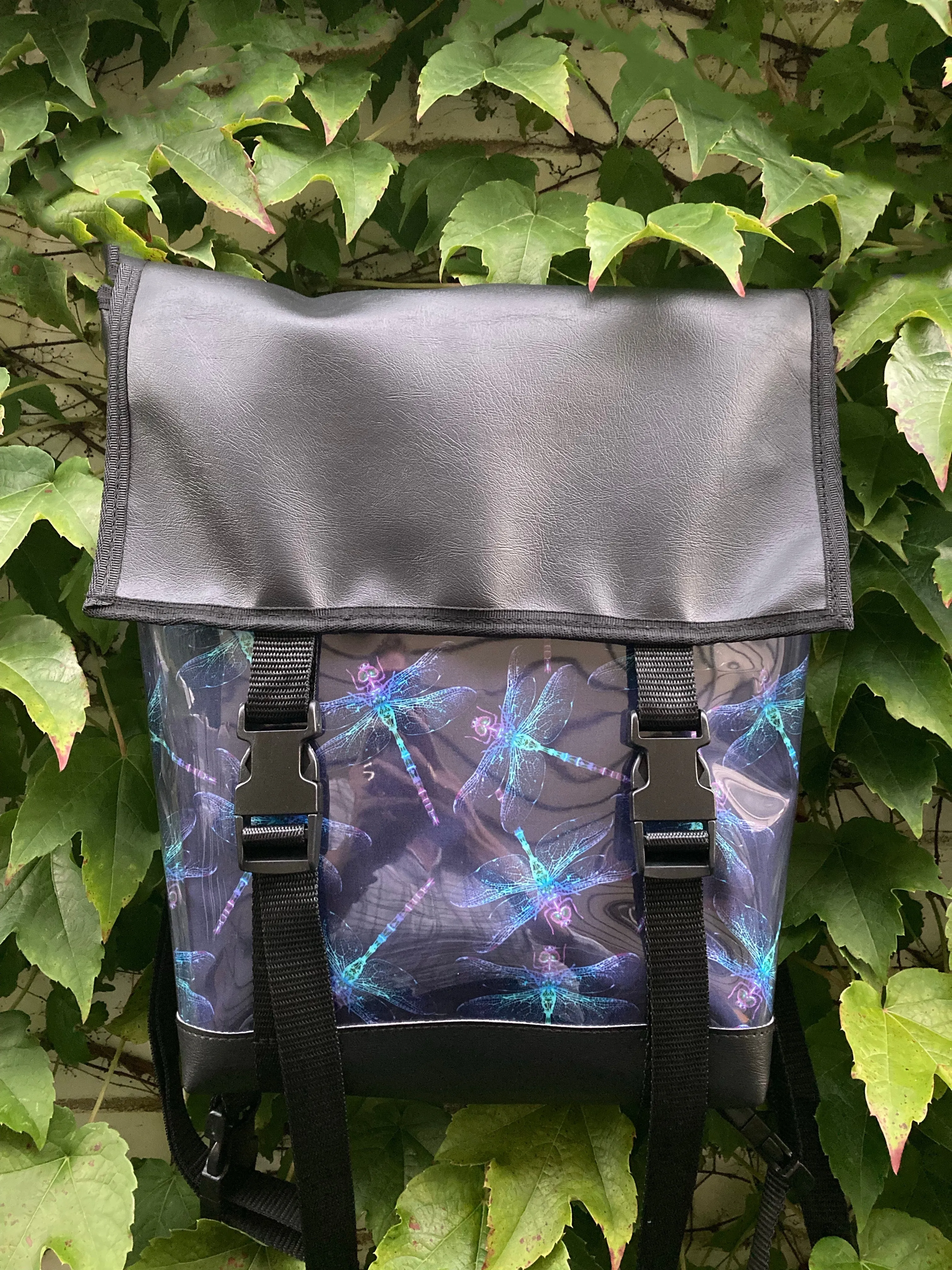 Backpack/ Shoulder Bag - Fire Dragonflies