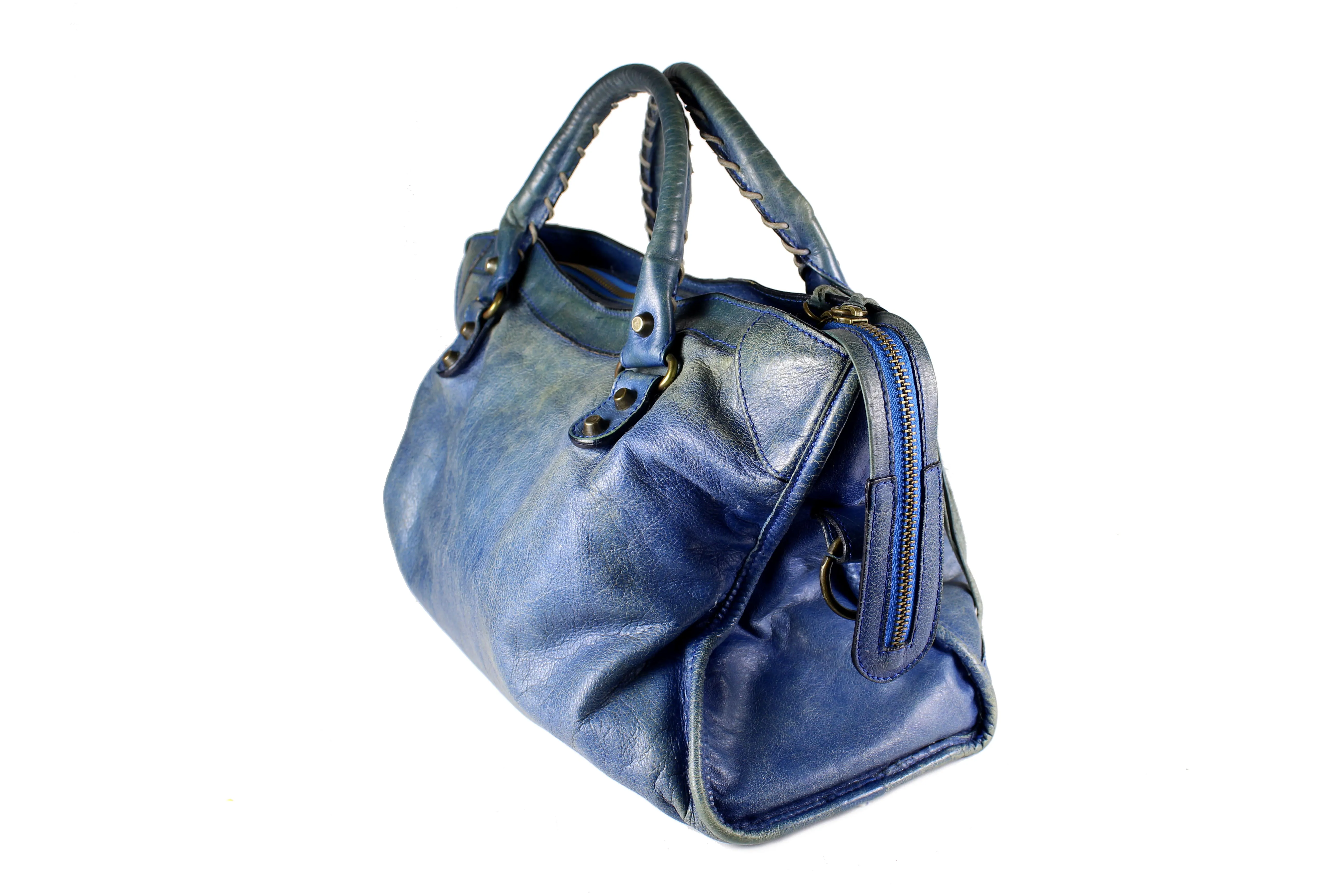 BALENCIAGA blue leather City bag