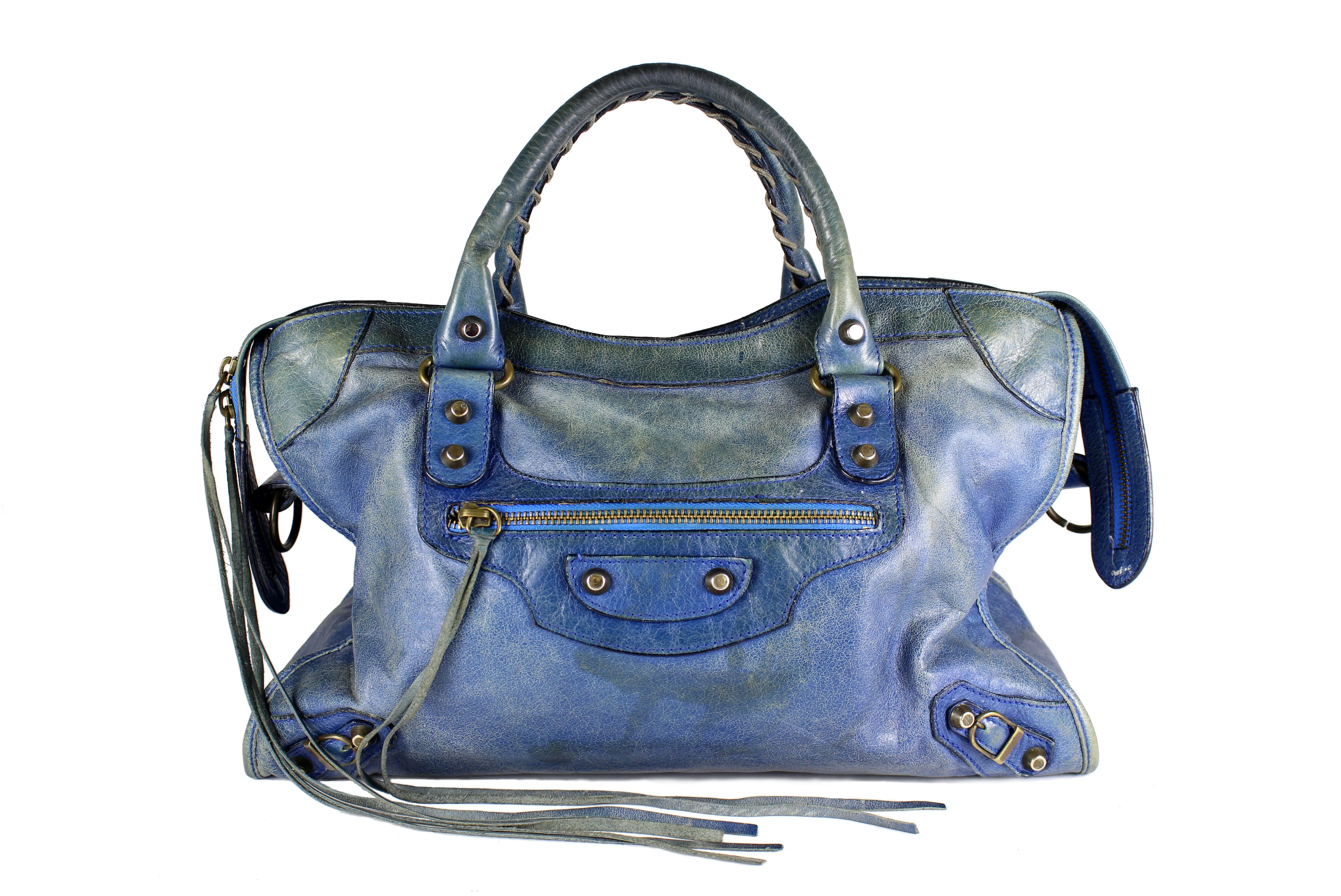 BALENCIAGA blue leather City bag