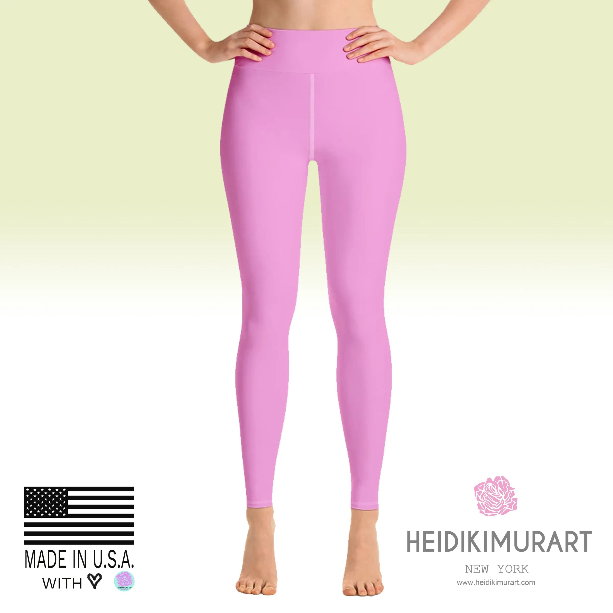 Ballet Light Pink Women's Leggings, Solid Color Active Wear Sports Long Yoga Pants-Made in USA/EU/MX