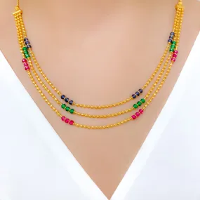 Beautiful Tri-Color Three Chain Necklace