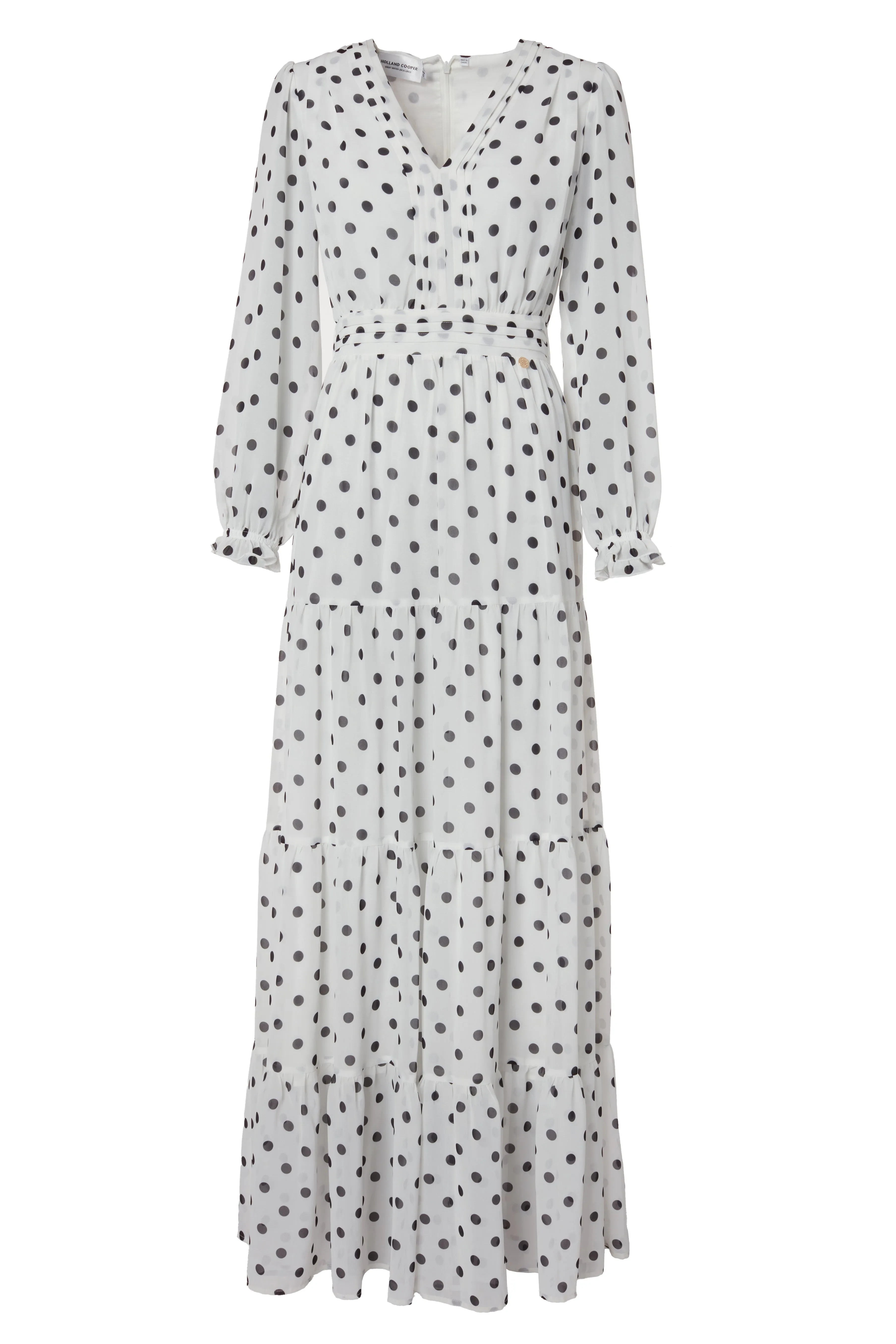 Bella Tiered Maxi Dress (White Black Polka Dot)