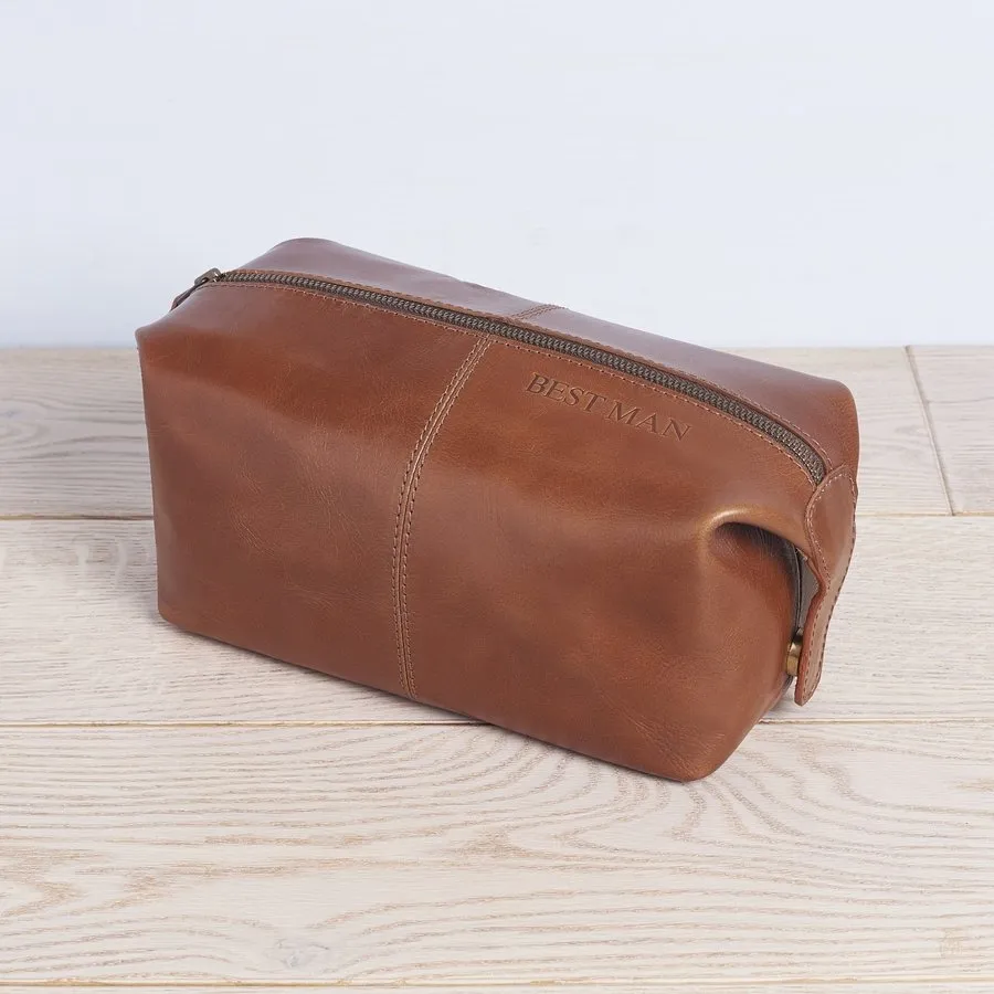 Best Man Leather Wash Bag