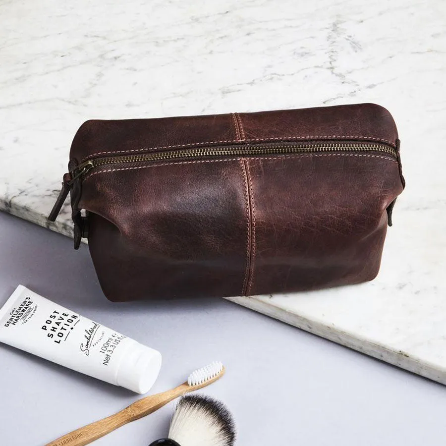 Best Man Leather Wash Bag