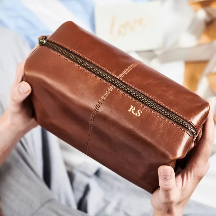 Best Man Leather Wash Bag