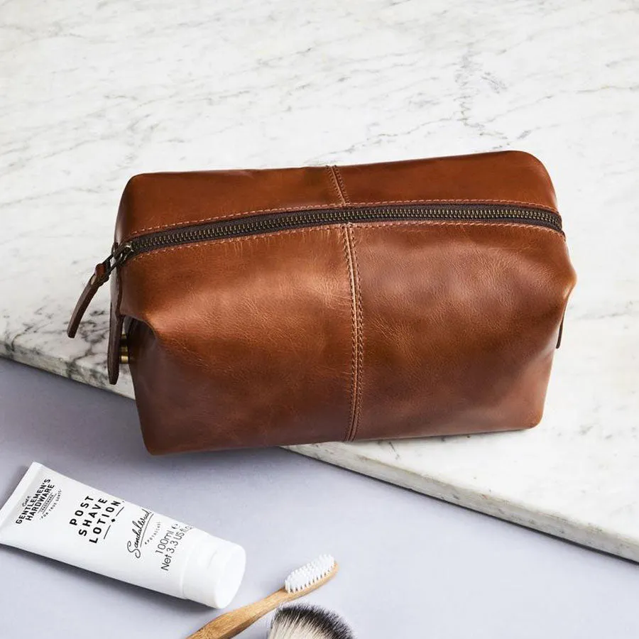 Best Man Leather Wash Bag