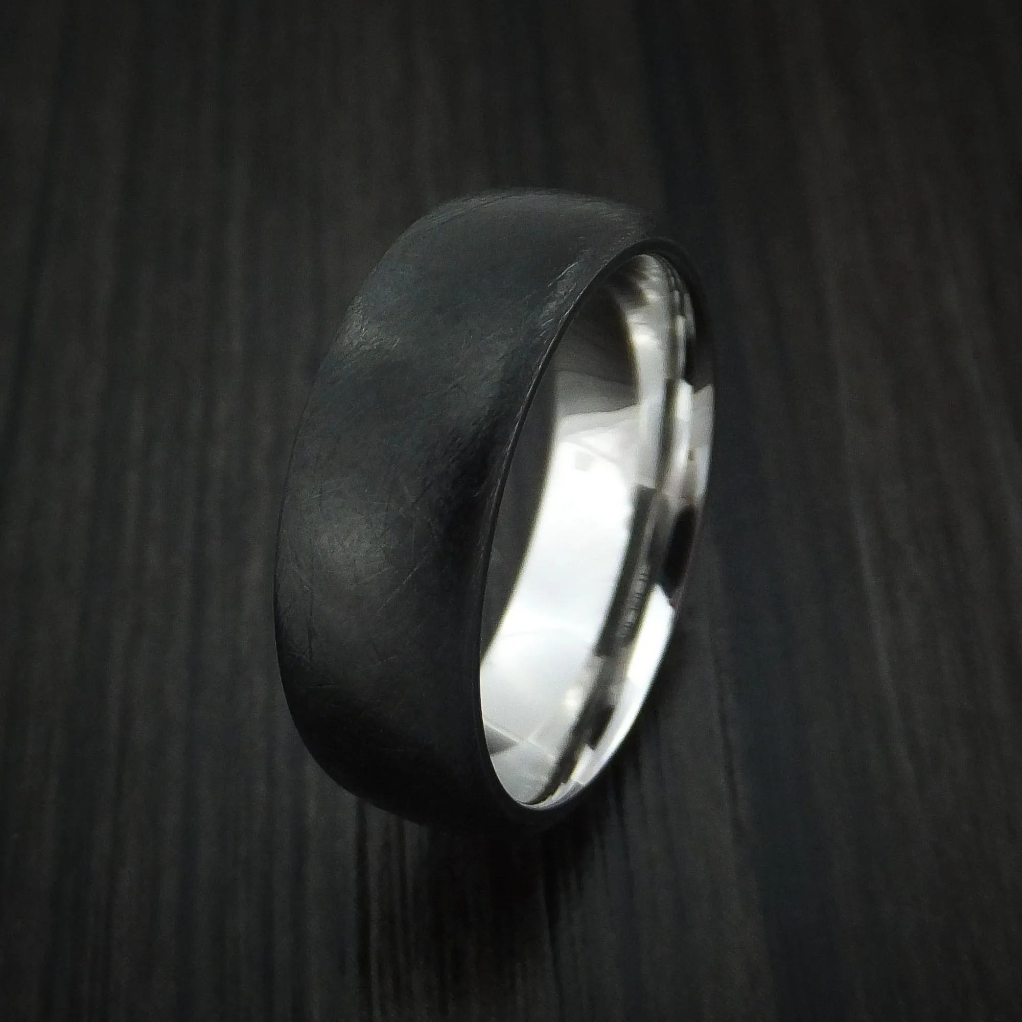 Black Cobalt Distressed Finished Men's Ring Custom Made Textured Band