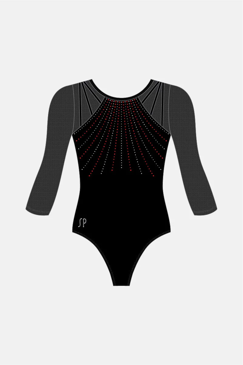 Black Custom Lenora 3/4 Slv Leotard