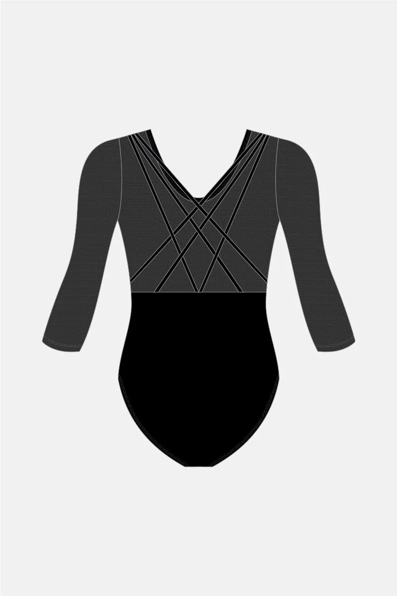 Black Custom Lenora 3/4 Slv Leotard