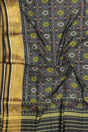 Black Handloom Single Ikat Patola Pure Silk Dupatta