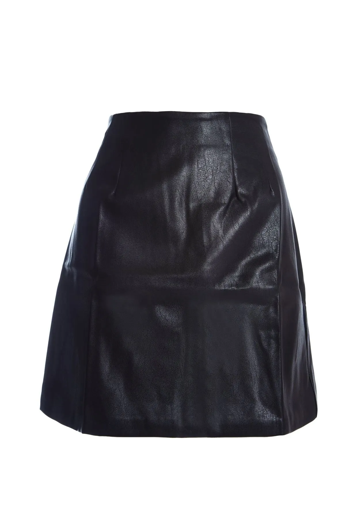 Black-PU A-Line Mini-Skirt