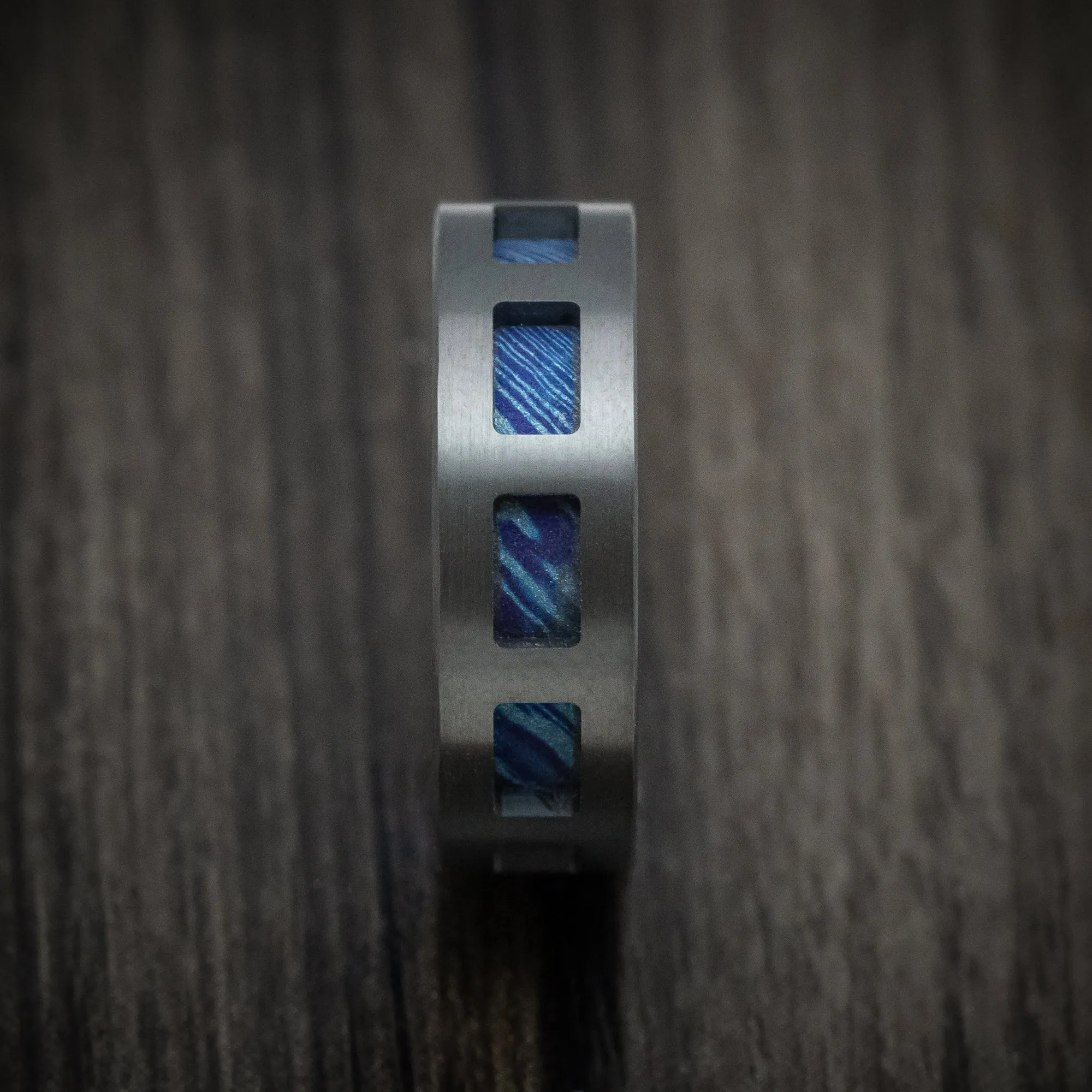 Black Zirconium and Kuro-Ti Cut-Through Window Men's Ring Custom Made