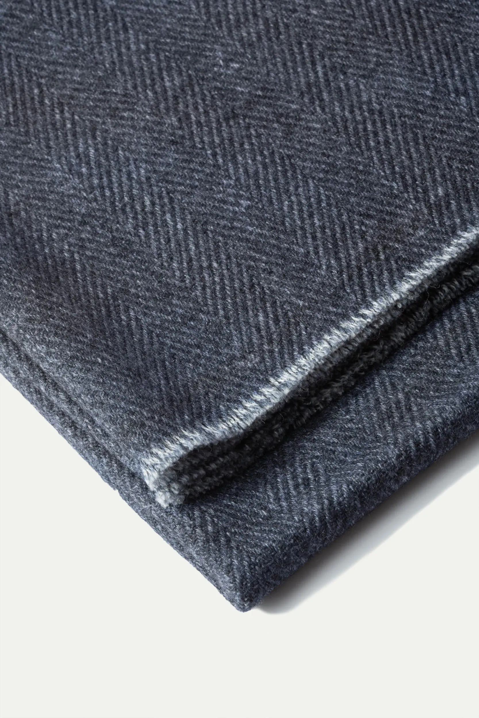 Blue and grey reversible herringbone scarf - Made in Italy